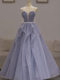 Purple tulle sequin long prom dress purple sequin evening dress HZ1024