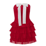 Sexy Sheath Strapless Red Ruffles Homecoming Dress Short Birthday Outfits HZ1024