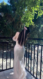 Vintage Mermaid Straps Pink Tulle Long Prom Dress HZ1024