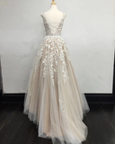Elegant A line Cap Sleeves Lace Blue Long Prom Dress HZ1024