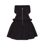 Vintage A Line Strapless Black Satin Cocktail Dresses Short Homecoming Dress HZ1024