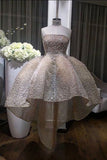 Strapless Hi Low Homecoming Dresses with Pearls HZ1024