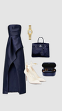 Sexy A line Strapless Satin Navy Blue Long Prom Dresses With Ruffles HZ1024