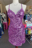 Vintage Straps Sequined Embroidery Sheath Homecoming Dress HZ1024