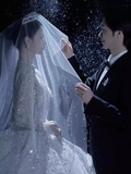 Vintage Ball Gown Scoop Neckline Lace Wedding Dress HZ1024