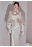 Sexy Mermaid Straps White Long Wedding Dresses HZ1024