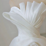 Timeless A line Strapless Chiffon Long Wedding Dresses With Ruffles HZ1024