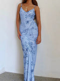 Modest Mermaid Spaghatti Straps Light Blue Prom Dress Long Evening Dresses HZ1024