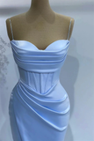 Sexy Mermaid Baby Blue Sweetheart Prom Dress With Spaghetti-Straps HZ1024