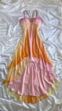 Fairytale High Low Halter Straps Ombre Chiffon Orange Prom Dresses Evening Dress With Beads HZ1024