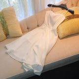 Simple A line Spaghetti Straps White Knee Length Homecoming Dress Birthday Dresses HZ1024