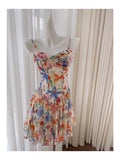 Simple A line Spaghetti Straps Flora Short Chiffon Homecoming Dress Birthday Dresses HZ1024