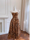 Sexy A Line Spaghetti Straps Sleeveless Long Prom Dress With Beads HZ1024