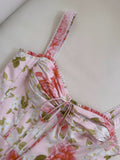 Sexy A line Spaghetti Straps Sleeveless Floral Pink Chiffon Prom Dresses HZ1024