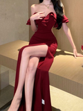 Sexy Bodycon Long Dresses for Women Ruffles Prom Dress Party Dress HZ1024