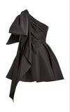 Cute A line One Shoulder Black Short Homecoming Dresses Cocktail Dress HZ1024