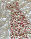 Elegant Sheath Straps Pink Floral Long Prom Dresses Evening Dress With Slit HZ1024
