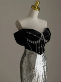 Elegant Mermaid Off The Shoulder Sequin Beadings Long Prom Dresses Evening Dress HZ1024