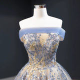 Modest Ball Gown Off The Shoulder Long Blue Sweet 15 Dress Prom Dresses HZ1024