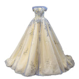 Modest Ball Gown Off The Shoulder Long Blue Sweet 15 Dress Prom Dresses HZ1024