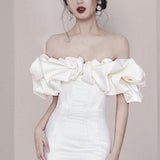 Sexy Sheath Strapless White Satin Short Homecoming Dresses 18th Birthday Outfit HZ1024
