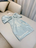 Modest A Line Straps Off The Shoulder Short Blue Homecoming Dresses Party Dress HZ1024
