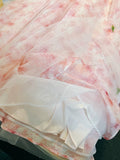 Simple A Line Short Sleeves Pink Tulle Floral Prom Dress Evening Dresses HZ1024