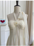 Modest A Line Halter Chiffon Ivory Short Homecoming Dresses Birthday Outfits HZ1024