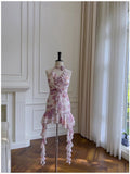 Modest Sheath Halter Floral Chiffon Short Homecoming Dresses Birthday Outfits HZ1024
