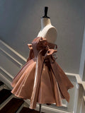 Pretty A Line Straps Satin Homecoming Dresses Birthday Outfits With Bow HZ1024