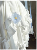 Sexy Ball Gown Straps White Flowers Chiffon Homecoming Dresses Birthday Outfits HZ1024