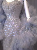 Modest Mermaid Sweetheart Sequin Long Prom Dresses HZ1024