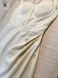 Modest Sheath Straps Halter Ivory Long Prom Dress Formal Dresses HZ1024