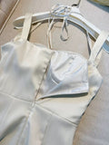 Modest Sheath Straps Halter Ivory Long Prom Dress Formal Dresses HZ1024