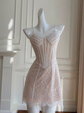Simple A line Spaghetti Straps Lace Short Homecoming Dresses Birthday Outfit HZ1024