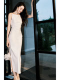 Modest Sheath Straps Ivory Long Prom Dresses Ankle Length Evening Dress HZ1024