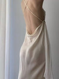 Modest A Line Spaghetti Straps White Prom Dresses Ruffles Backless Evening Dress HZ1024