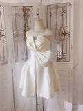 Simple A line Spaghetti Straps Ivory Mini Party Dress Short Homecoming Dresses HZ1024