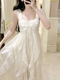 Pretty A Line Straps Irregular Ankle Length Floral Prom Dresses Simple Evening Dress HZ1024