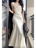Vintage Sheath Straps Ivory Long Prom Dresses HZ1024