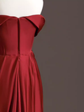 Sexy Mermaid Red Off The Shoulder Long Prom Dresses Satin Birthday Outfits HZ1024