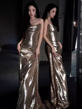 Sexy Mermaid Strapless Neckline Sequin Prom Dresses Long Birthday Outfits HZ1024