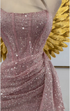 Sexy Sheath Strapless Pink Sequin Homecoming Dresses Short Birthday Outfits HZ1024