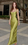Modest Sheath Straps Green Long Prom Dresses Evening Dress HZ1024