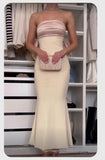 Elegant Mermaid Strapless Long Satin Prom Dresses Evening Dress HZ1024