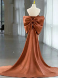 Sexy Mermaid Sweetheart Satin Evening Dress Long Prom Dresses Party Dress With Bow HZ1024