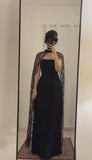 Elegant A Line Strapless Black Satin Prom Dress Evening Dresses With Cape HZ1024