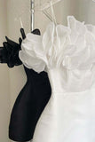 Off-Shoulder Strapless Ruffles Tulle Satin A-Line Mini Homecoming Dress HZ1024