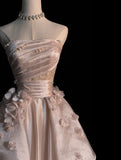Elegant A-Line Strapless Tulle Long Prom Dress HZ1024