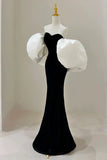 Gorgeous Sheath Off The Shoulder Black Velvet Evening Dress Prom Dresses Birthday Outfits HZ1024